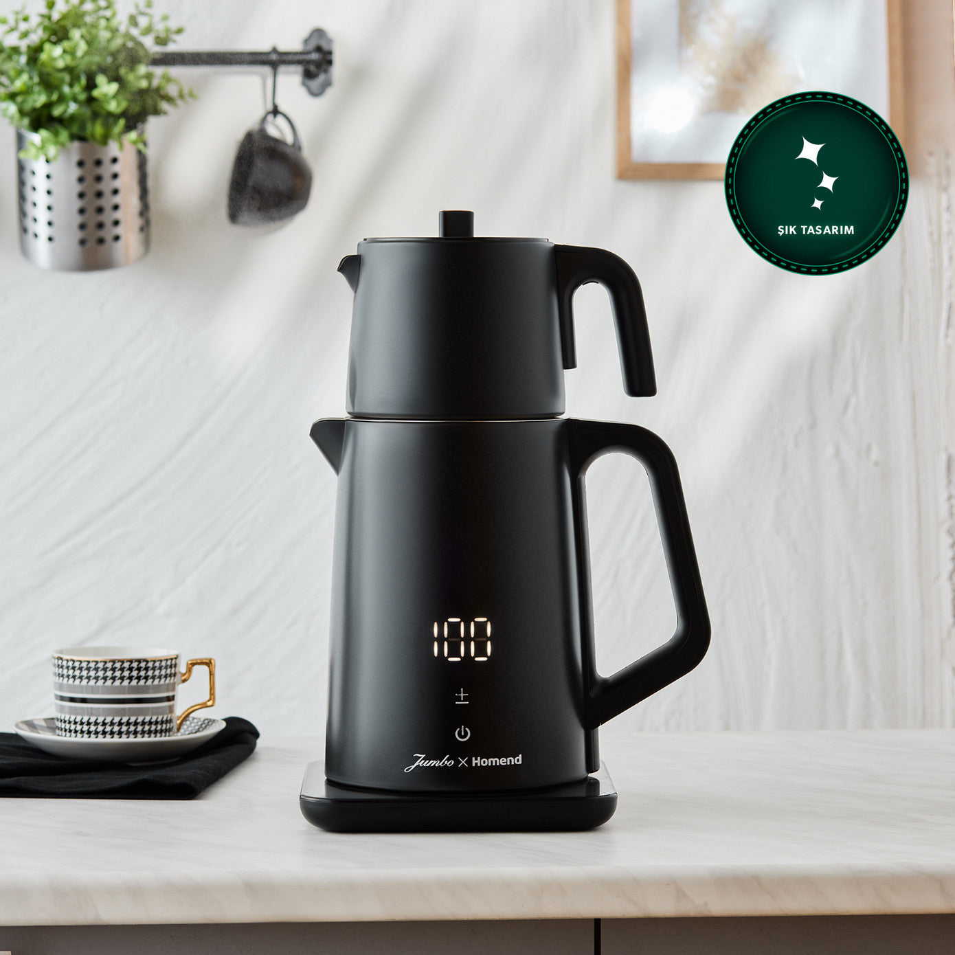 Jumbo x Homend Royaltea Cooltouch 1792H Dokunmatik Çift Duvarlı Paslanmaz Çelik Konuşan Çay Makinesi Wifi ile Kontrol