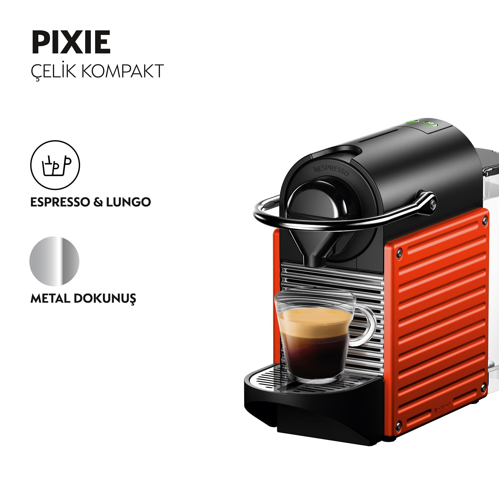 NESPRESSO D66R PIXIE KIRMIZI KAHVE MAK.VE SÜT KÖPÜRTÜCÜ AKS.