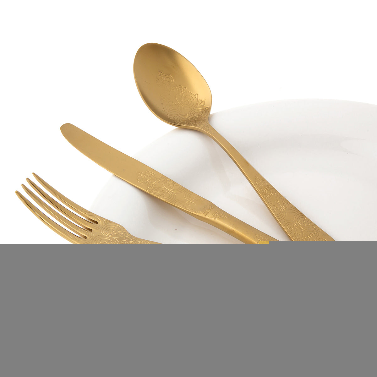 Jumbo Antique Titanyum Mat Gold 12 Kişilik 84 Parça Çatal Kaşık Bıçak Takımı