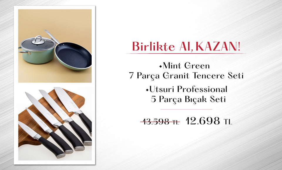 Mint Green Tencere Alana Utsuri Bıçak Seti %25 İndirimli