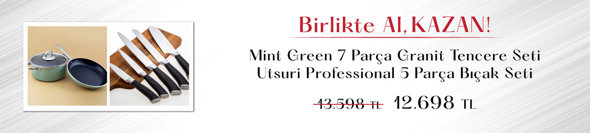 Mint Green Tencere Alana Utsuri Bıçak Seti %25 İndirimli