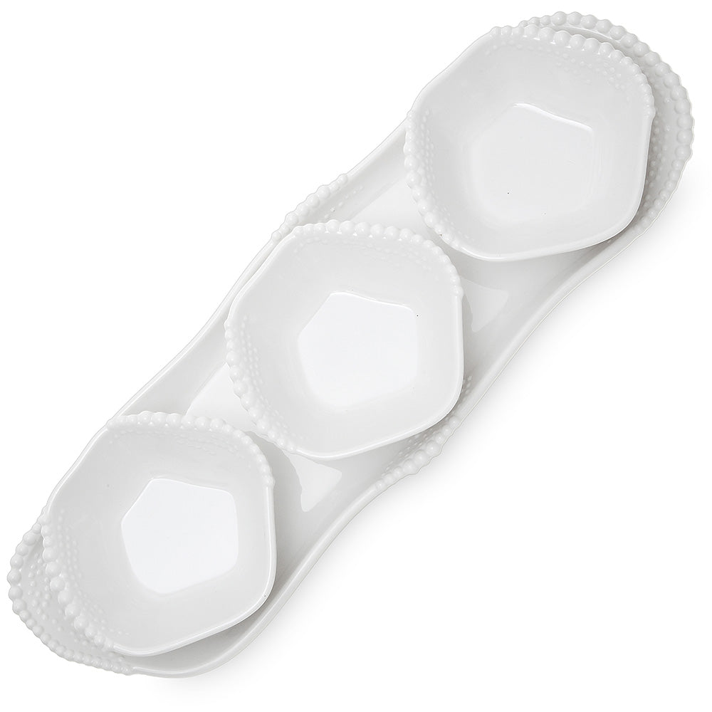 Jumbo Maris Melamin 4'lü Beyaz Tepsi