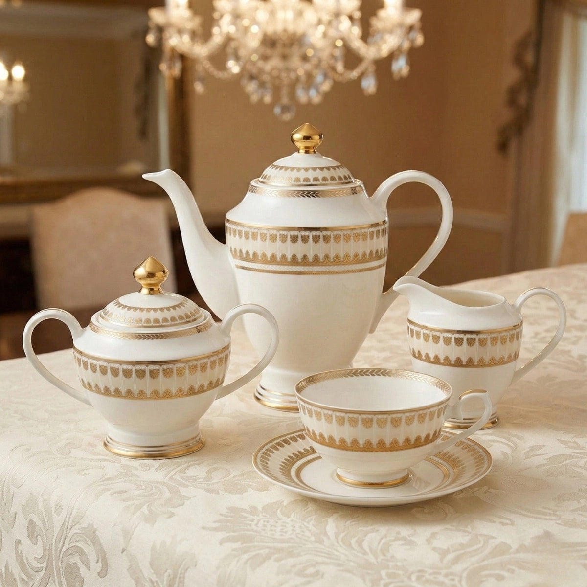 ボンチョピュアホワイト磁器サンクリーム5本セット Weimar Joanna Of Bavarıa 15 Parça Çay Seti | Jumbo