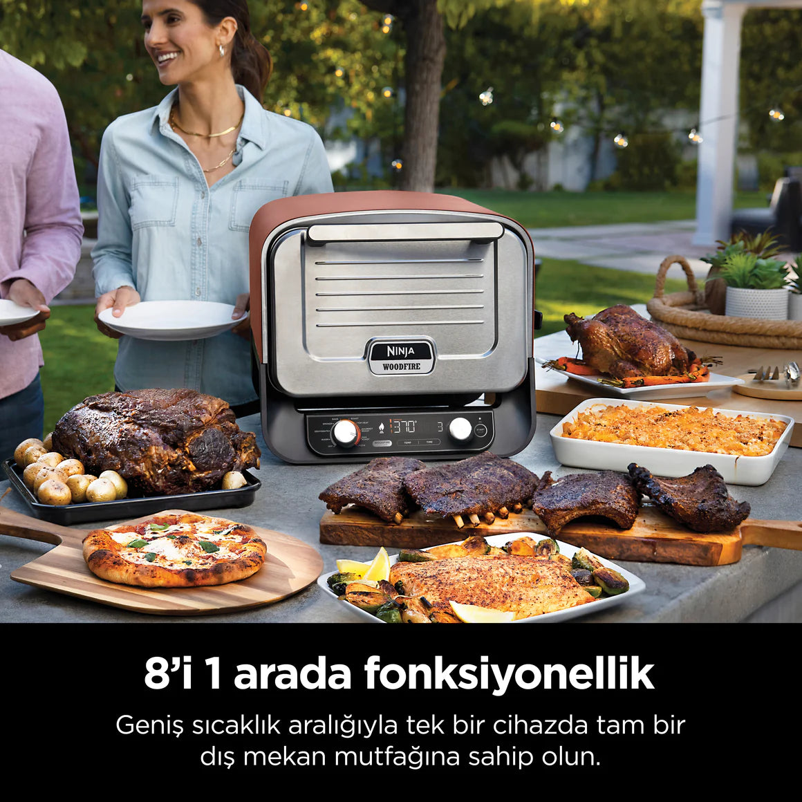 Ninja Woodfire Elektrikli Outdoor Fırın, Artisan Pizza Maker ve BBQ Smoker