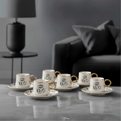 Jumbo Grace Gold 6 Kişilik Kahve Fincan Takımı