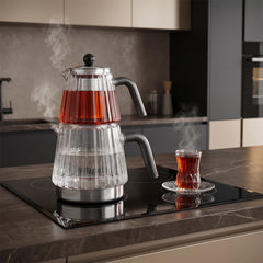 Jumbo Aura Glass İndüksiyon Tabanlı Cam Çaydalık