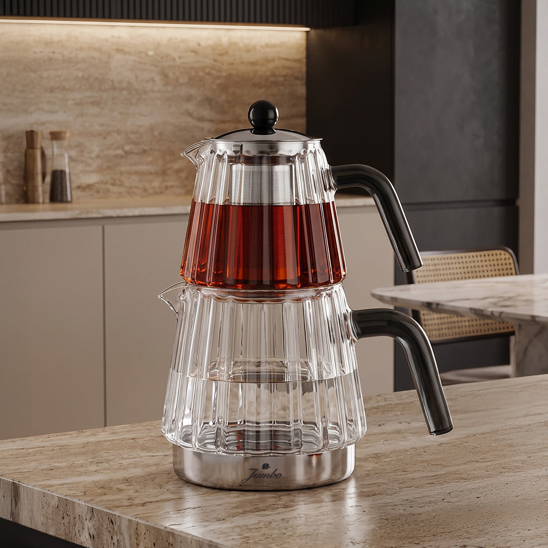 Jumbo Aura Glass İndüksiyon Tabanlı Cam Çaydalık