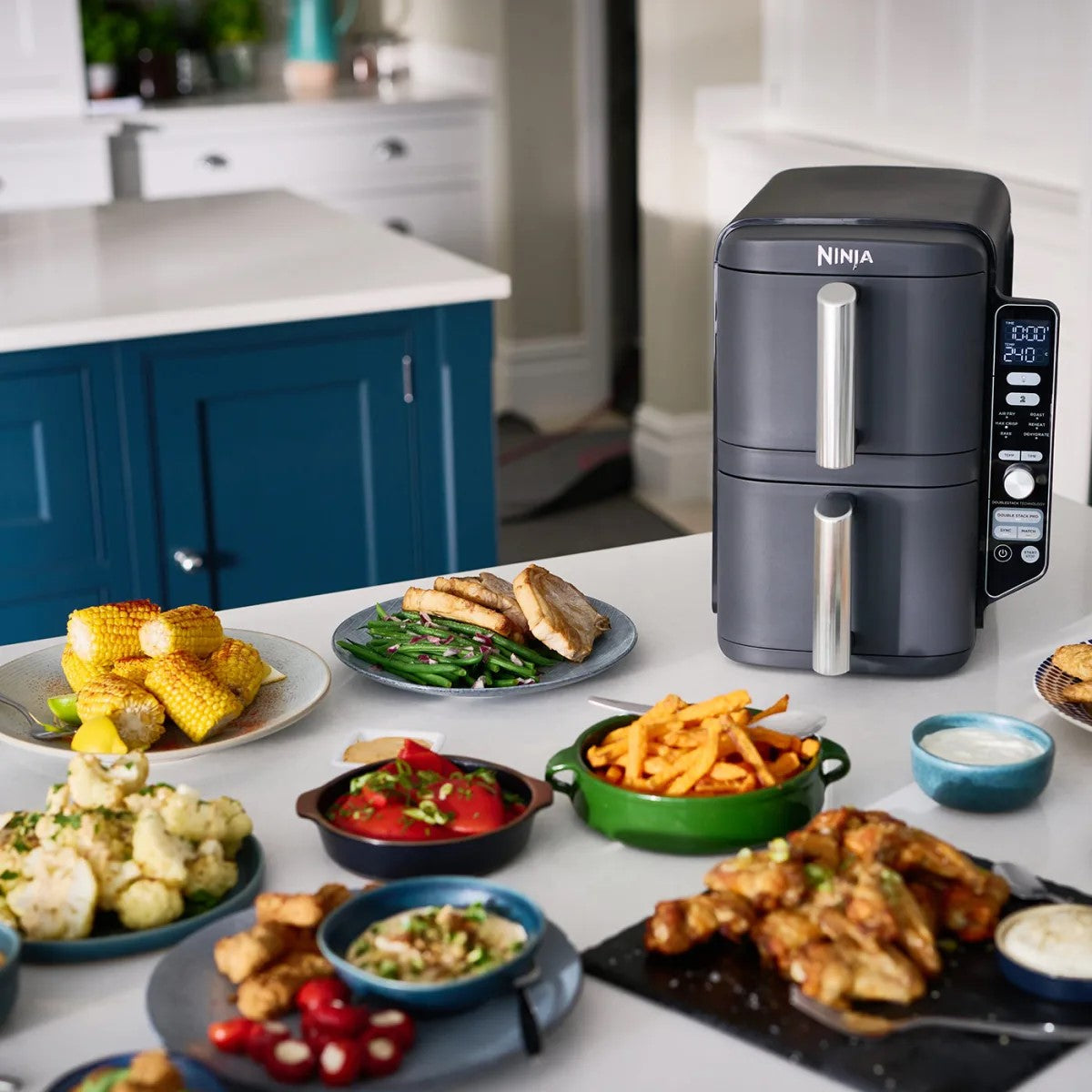 NINJA DOUBLE STACK AIR FRYER ÇİFT HAZNELİ XL 9.5L SİYAH