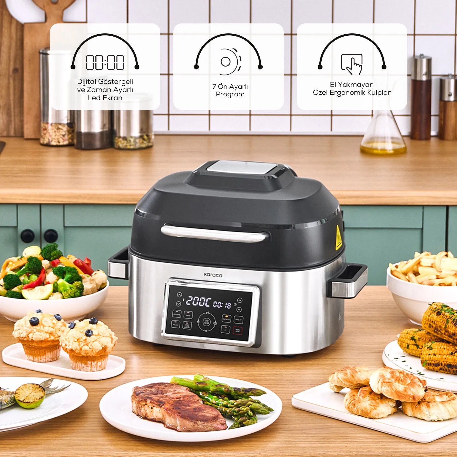 Karaca Gastro Air Grill 6 Kişilik Geniş Hacim Airfryer ve Izgara