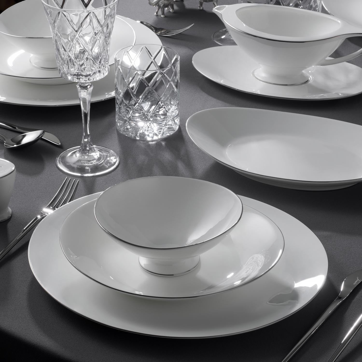 Jumbo Moon Platin 64 Parça 12 Kişilik Yemek Takımı