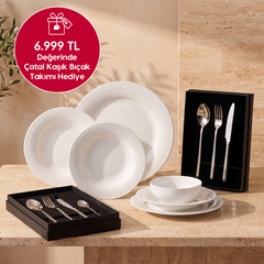 Jumbo Lily 24 Parça 6 Kişilik Yemek Takımı & 6 Kişilik 42 Parça Çatal Kaşık Bıçak Takımı Hediyeli