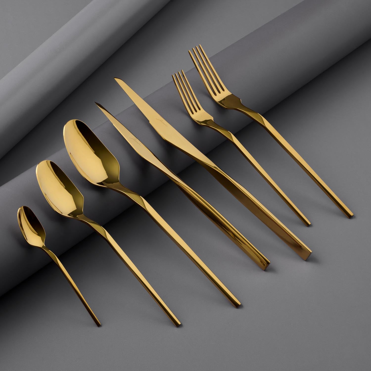 Jumbo 5100 Quartz Titanyum Gold 12 Kişilik 84 Parça Çatal Kaşık Bıçak Takımı