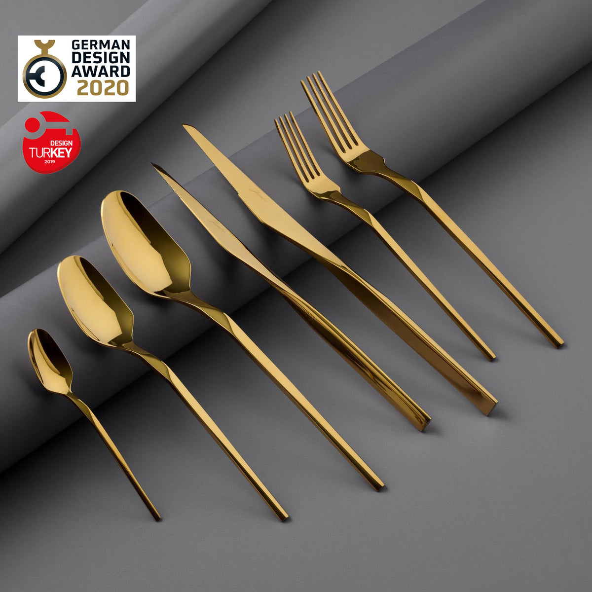 Jumbo 5100 Quartz Titanyum Gold 12 Kişilik 84 Parça Çatal Kaşık Bıçak Takımı