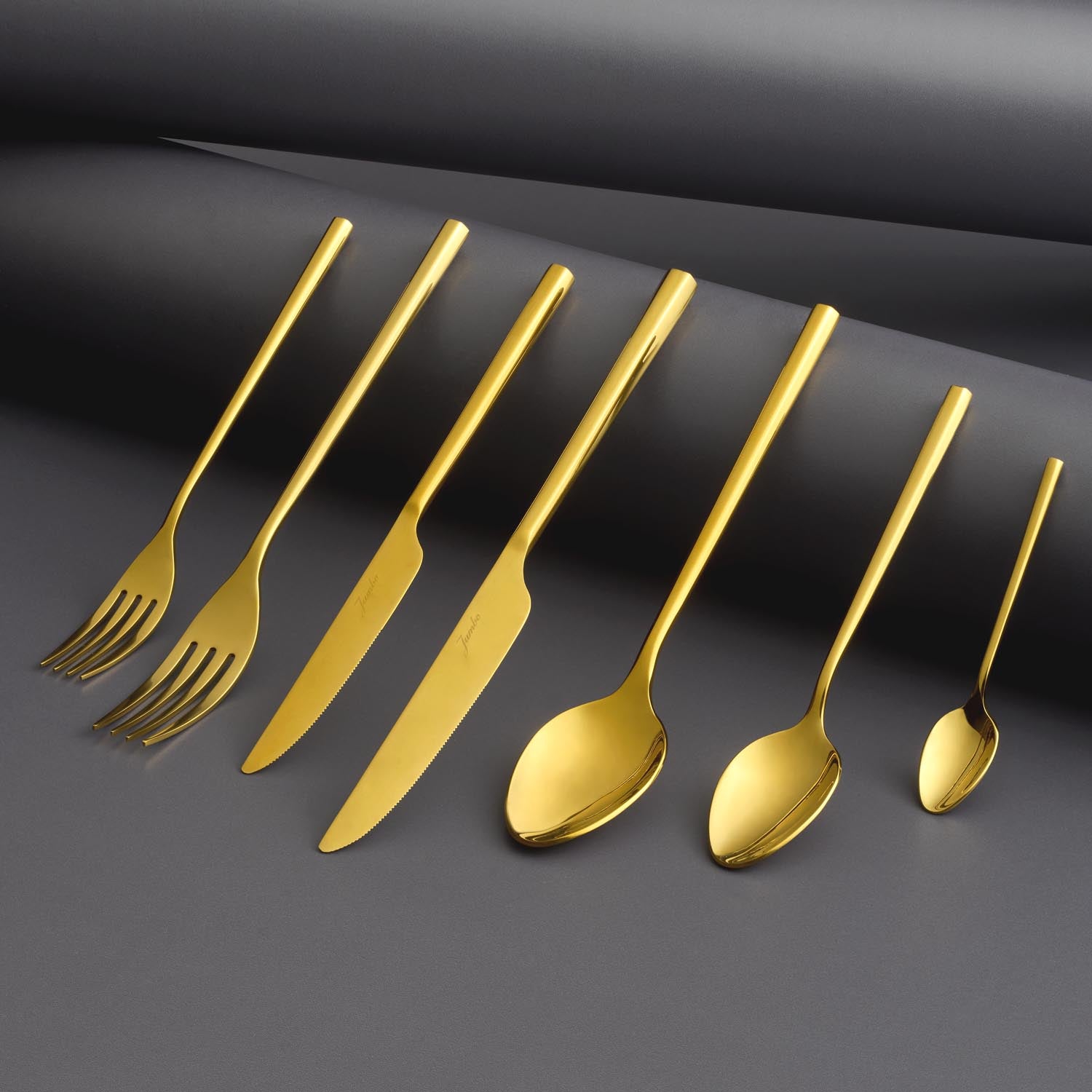 Jumbo 1001 Titanyum Gold 12 Kişilik 84 Parça Çatal Kaşık Bıçak