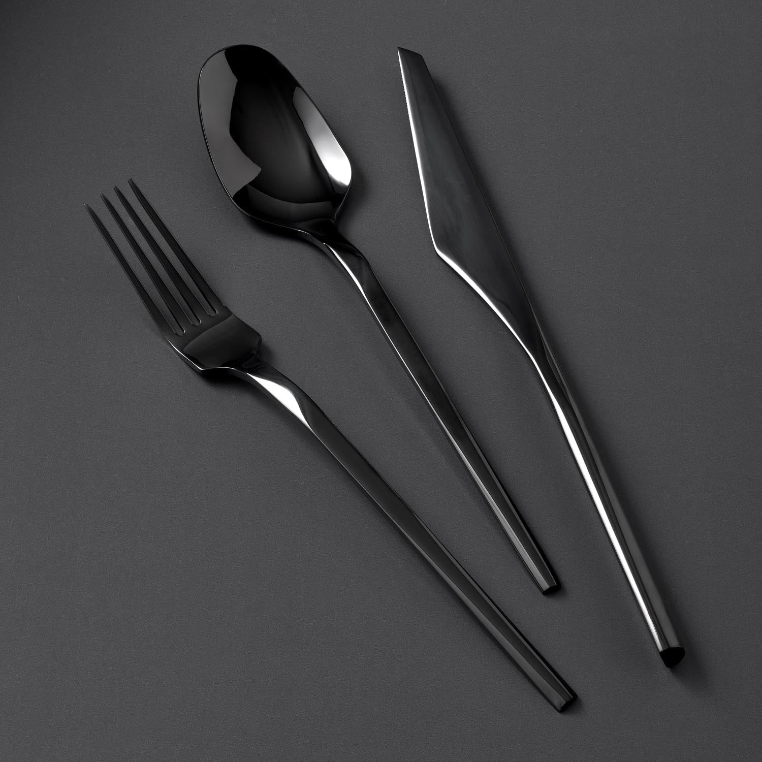 Jumbo 5100 Quartz Titanyum Siyah 12 Kişilik 84 Parça Çatal Kaşık Bıçak Takımı