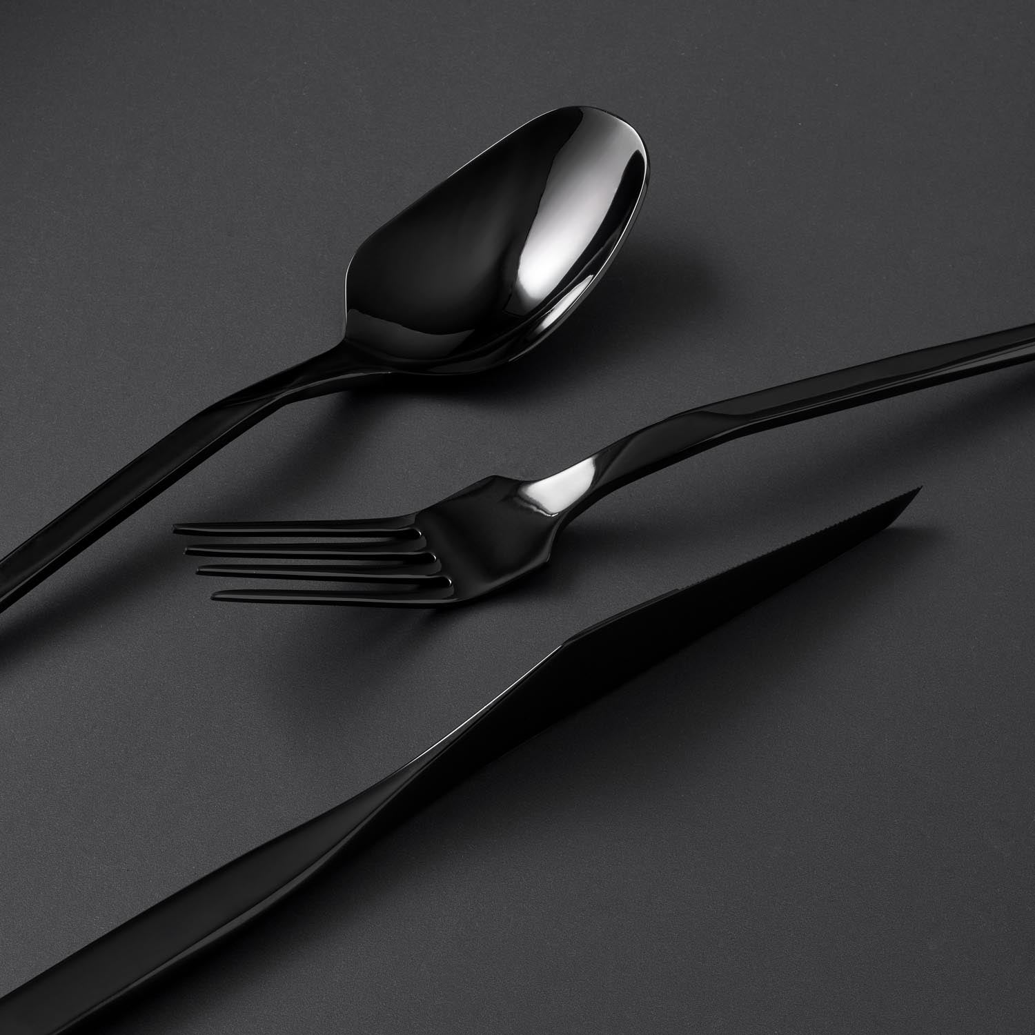 Jumbo 5100 Quartz Titanyum Siyah 12 Kişilik 84 Parça Çatal Kaşık Bıçak Takımı