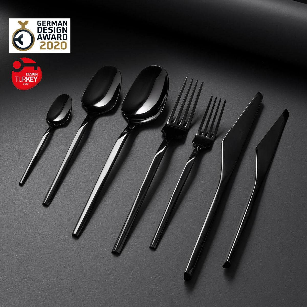 Jumbo 5100 Quartz Titanyum Siyah 12 Kişilik 84 Parça Çatal Kaşık Bıçak Takımı