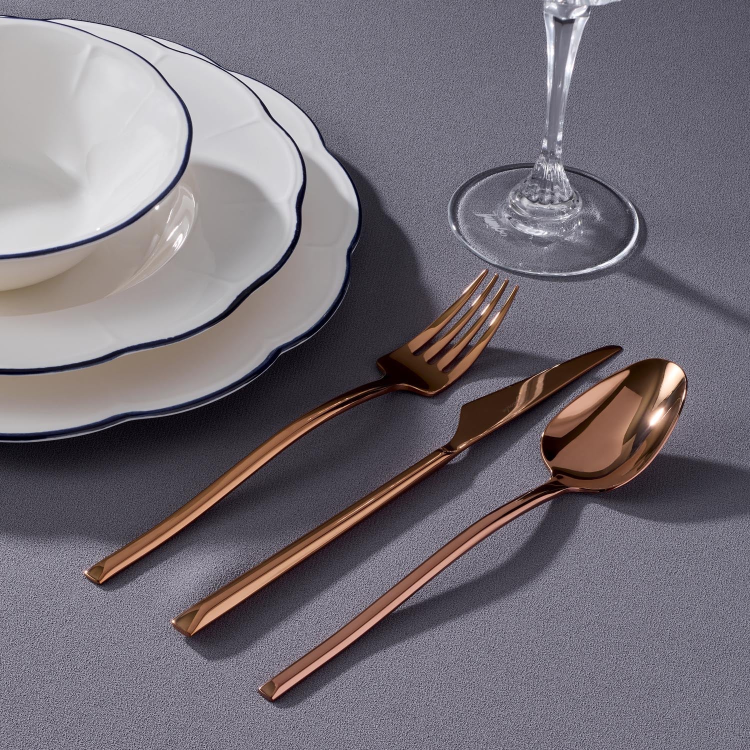 Jumbo 5500 Titanyum Bronz 12 Kişilik 84 Parça Çatal Kaşık Bıçak Seti