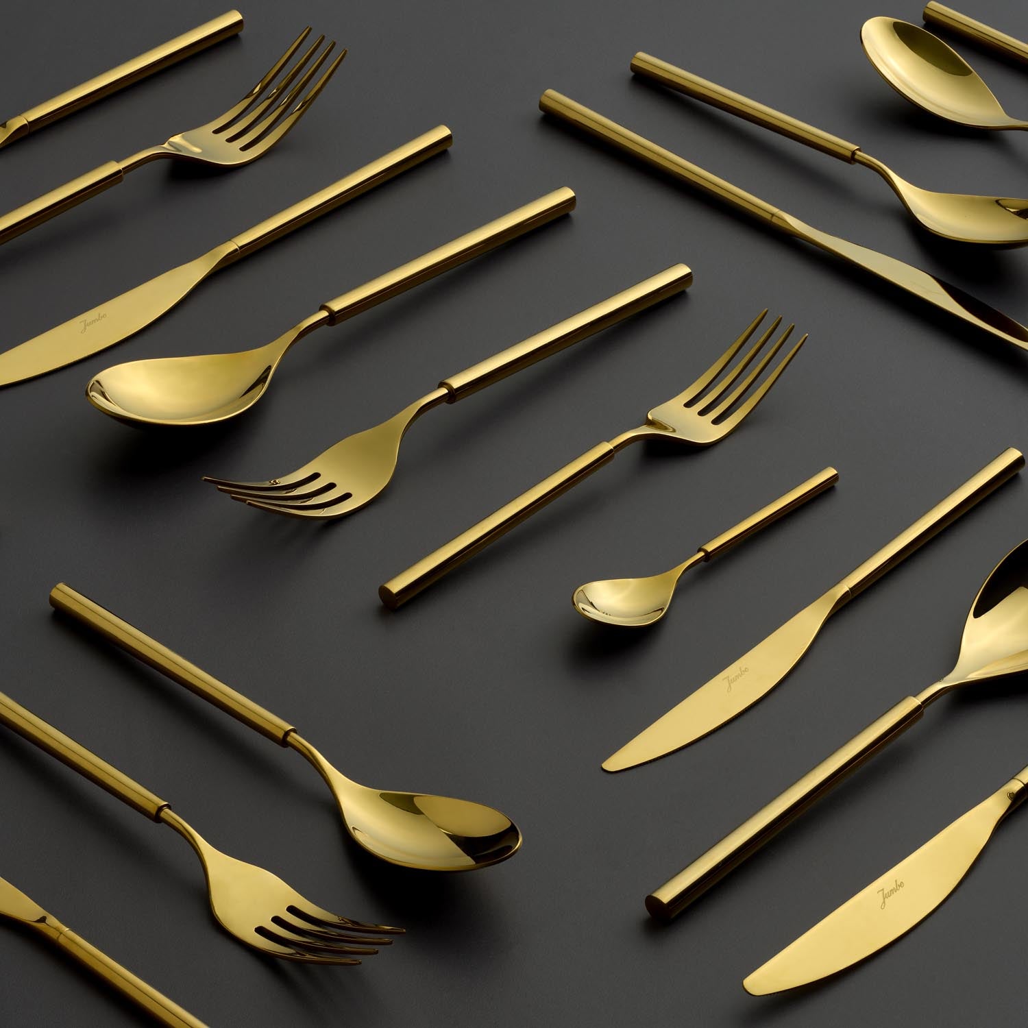 Jumbo 6000 Roller Titanyum Gold 84 Parça 12 Kişilik Çatal Kaşık