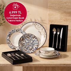 Jumbo Dream 6 Kişilik 24 Parça Yemek Takımı & 6 Kişilik 42 Parça Çatal Kaşık Bıçak Takımı Hediyeli