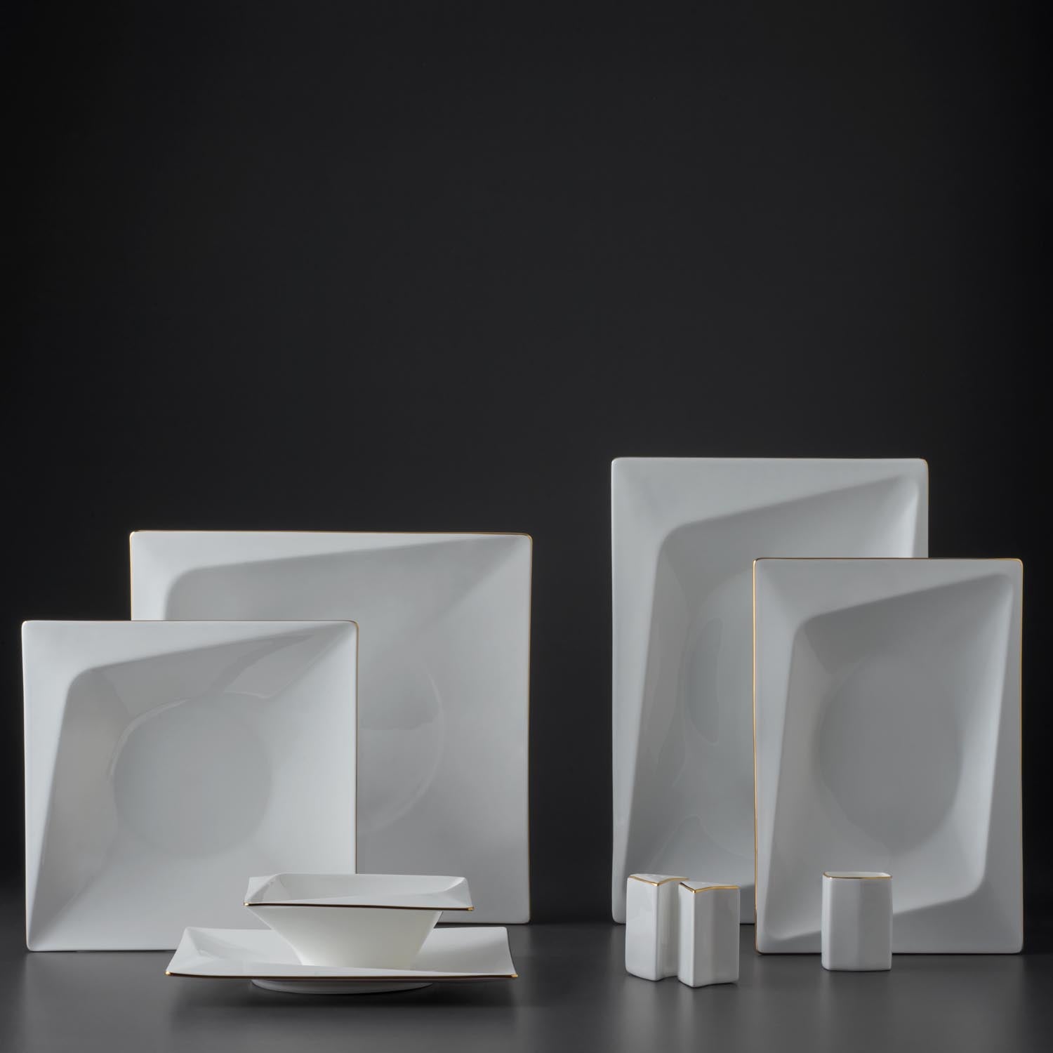 Jumbo Fold Gold 58 Parça 12 Kişilik Kare Yemek Takımı | Jumbo