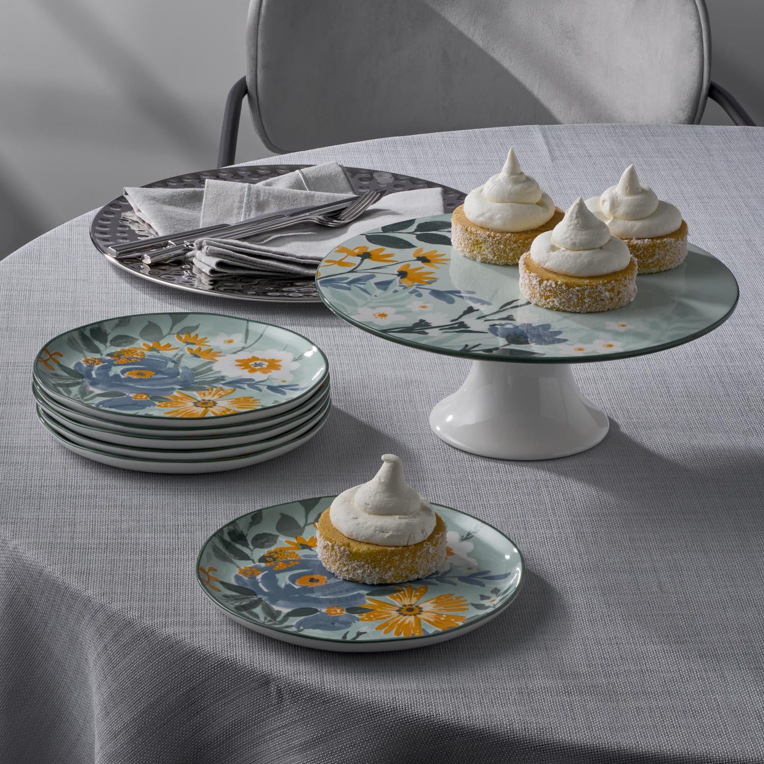 Jumbo Floral 6 Kişilik 7 Parça Pasta Takımı