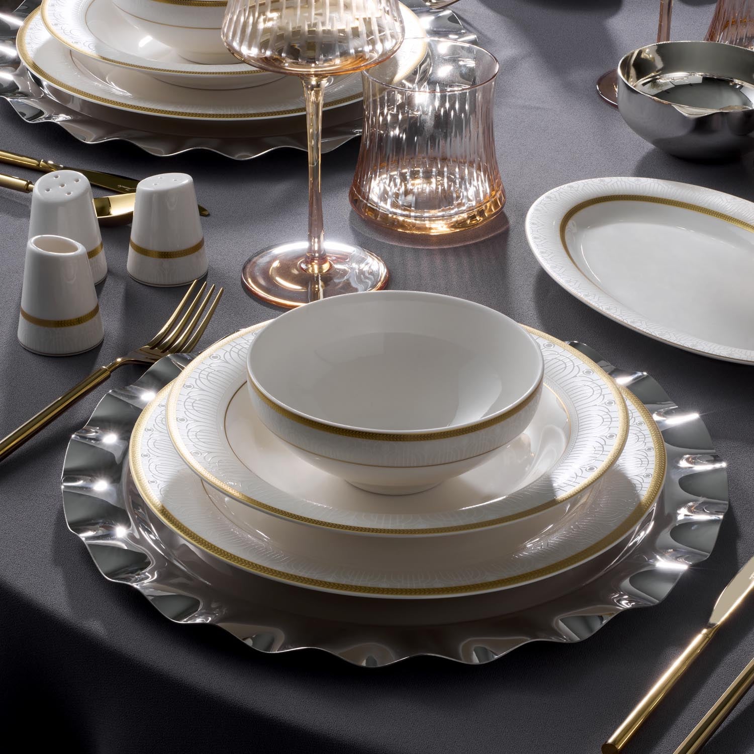 Jumbo Lope Gold 60 Parça 12 Kişilik Yemek Takımı