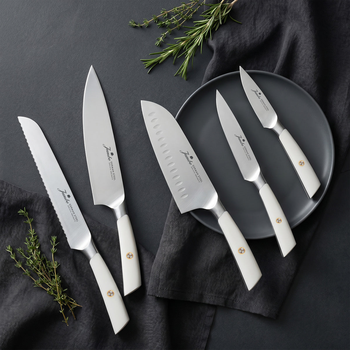 Jumbo Katana Standlı 6 Parça Alman Çeliği Beyaz Bıçak Seti