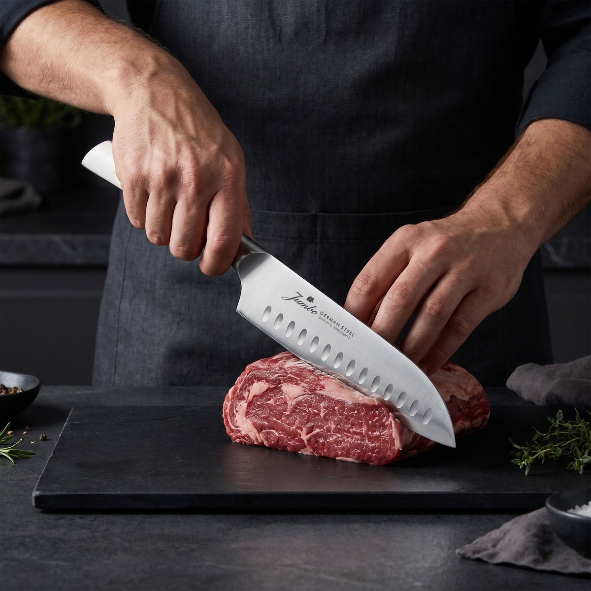 Jumbo Katana Standlı 6 Parça Alman Çeliği Beyaz Bıçak Seti