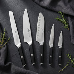Jumbo Katana Standlı 6 Parça Alman Çeliği Siyah Bıçak Seti