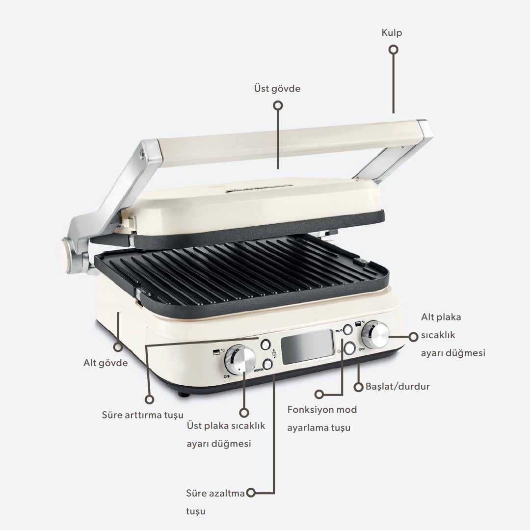 Jumbo x Homend Vintage Grilliant 1326H Krem Grill Ve Tost Makinesi