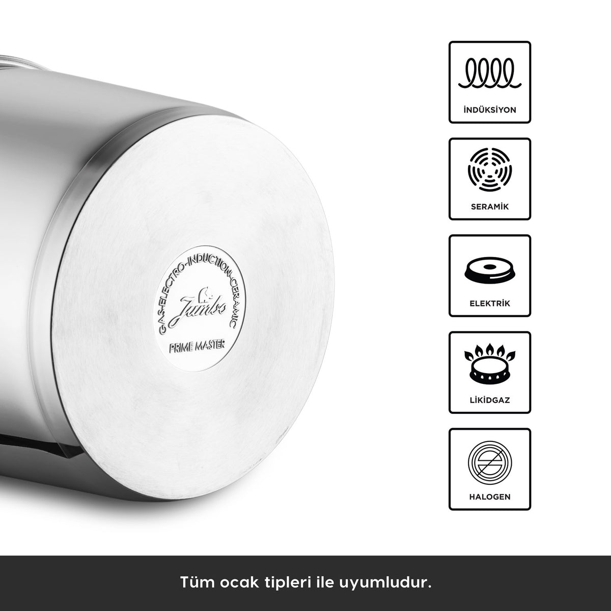 Jumbo Prime Master İndüksiyon Tabanlı Çelik Düdüklü Tencere Seti  4+6 Litre