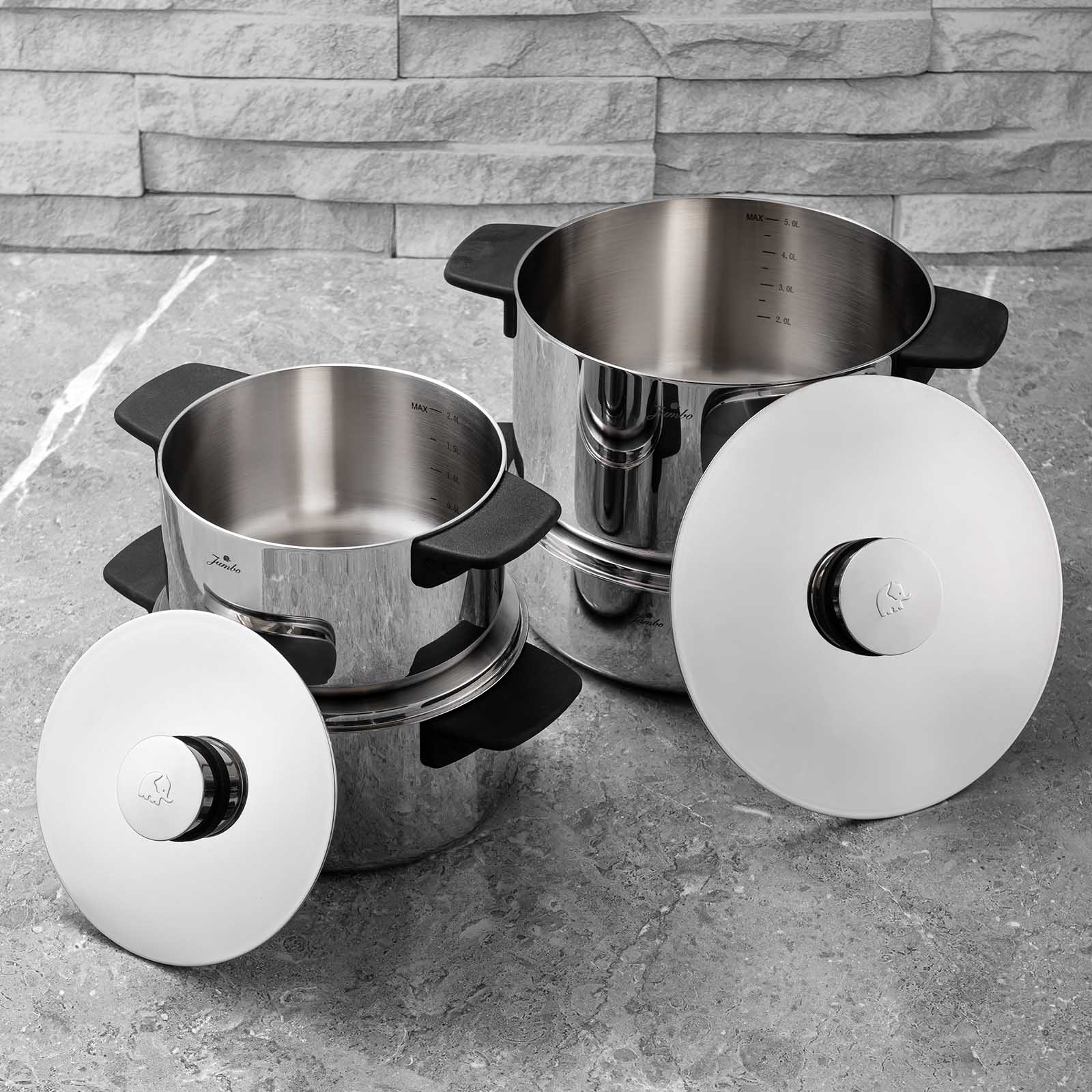 Jumbo Infinity 3PLY 8 Parça Çelik Tencere Seti