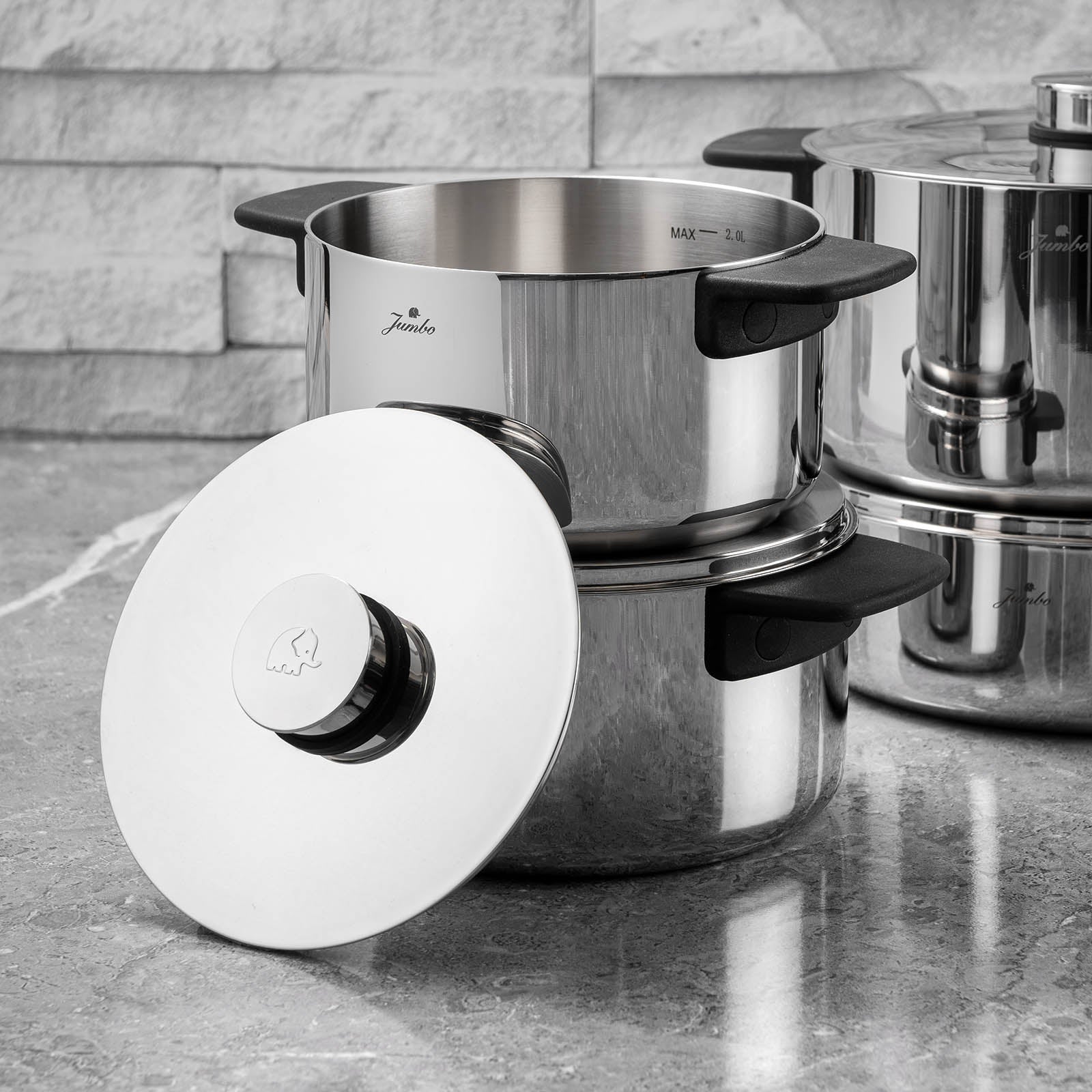 Jumbo Infinity 3PLY 8 Parça Çelik Tencere Seti