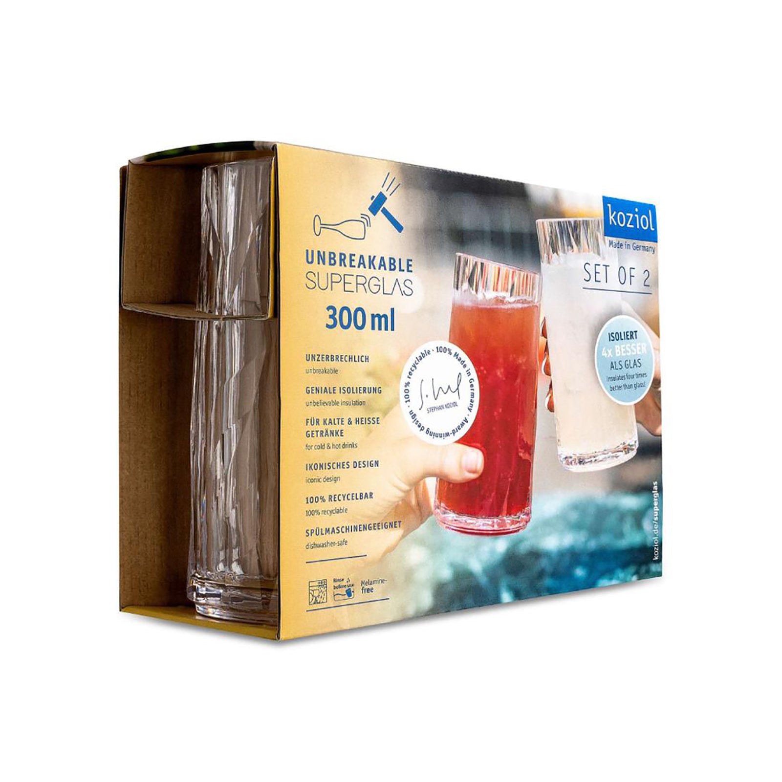 KOZIOL SUPERGLASS 300 ML 2Lİ SET NO:8 ŞEFFAF