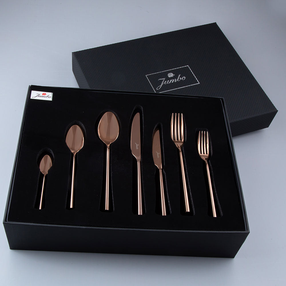 Jumbo 1001 Titanyum Bronz 12 Kişilik 84 Parça Çatal Kaşık Bıçak Takımı