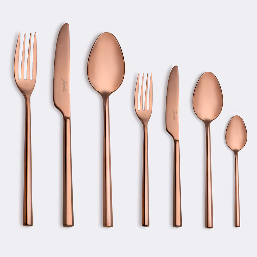 Jumbo 1001 Titanyum Bronz 12 Kişilik 84 Parça Çatal Kaşık Bıçak Takımı