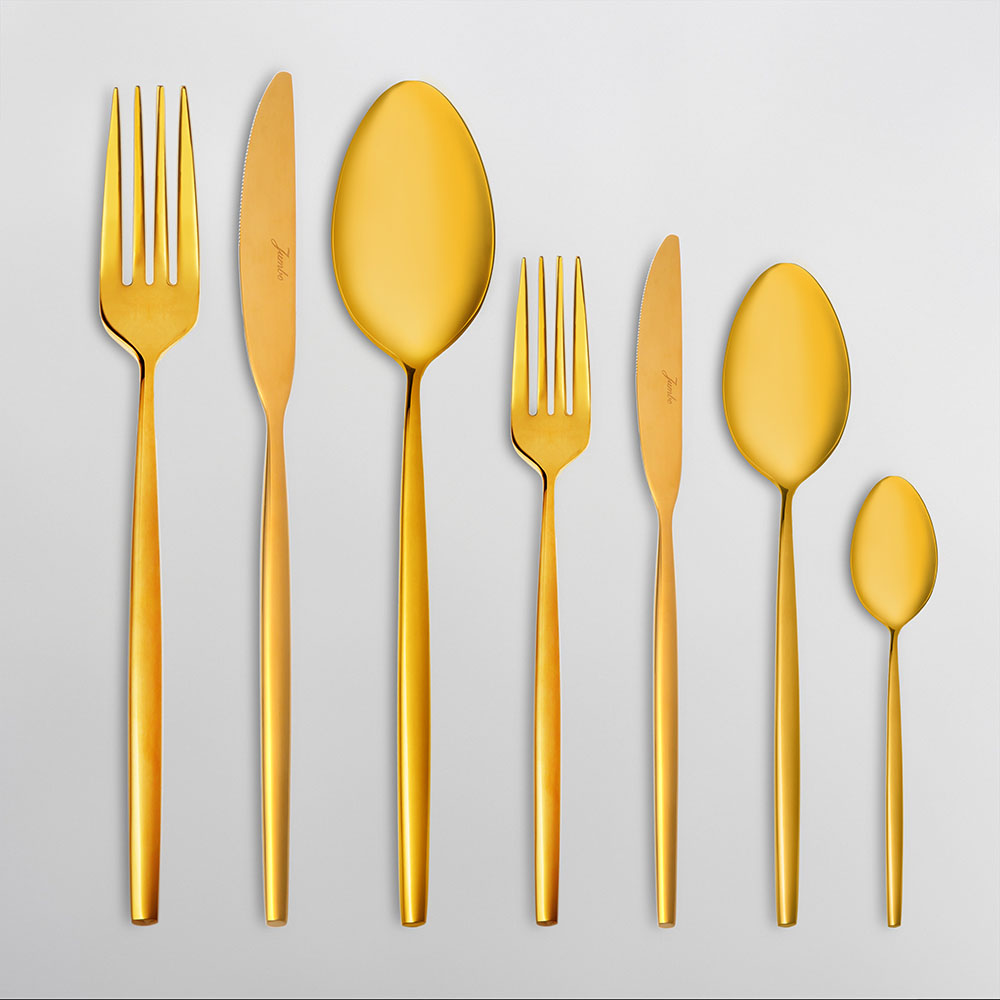 Jumbo 5900 Infinity Titanyum Gold 12 Kişilik 84 Parça Çatal Kaşık Bıçak Takımı