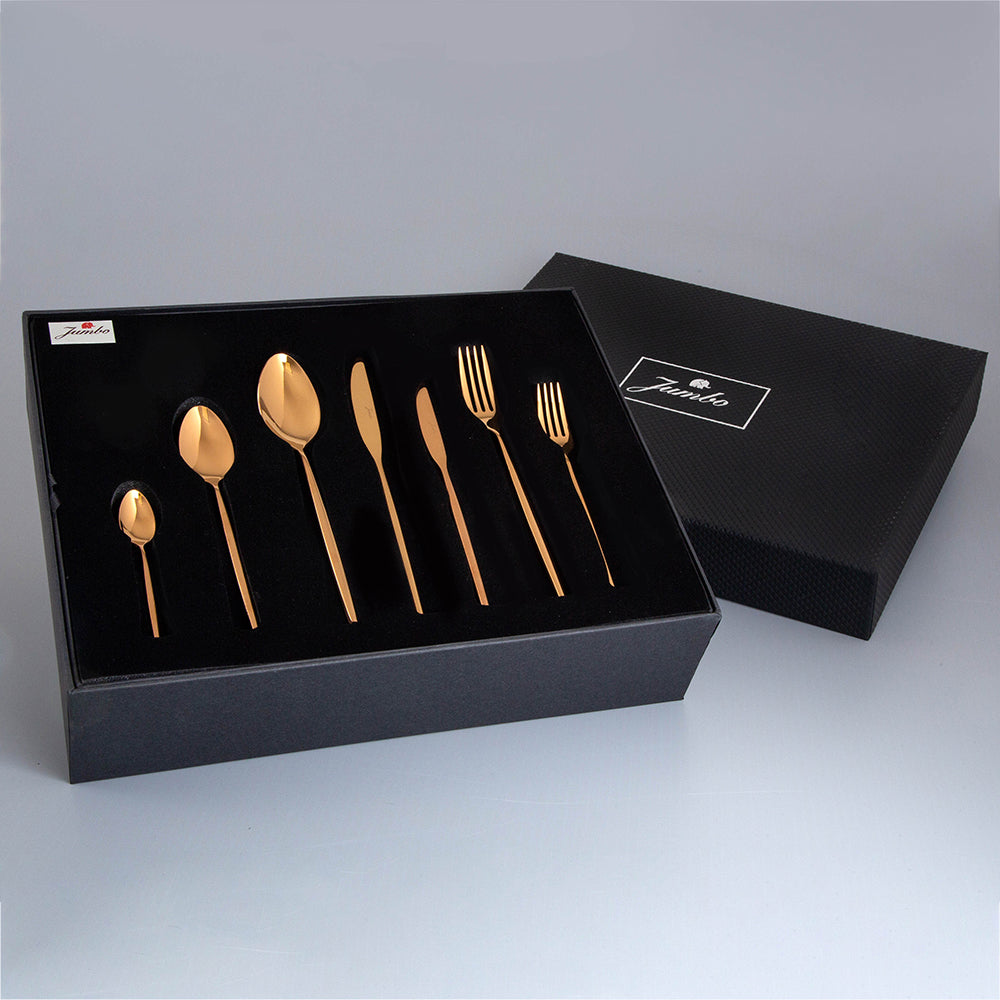 Jumbo 5900 Infinity Titanyum Bronz 12 Kişilik 84 Parça Çatal Kaşık Bıçak Takımı