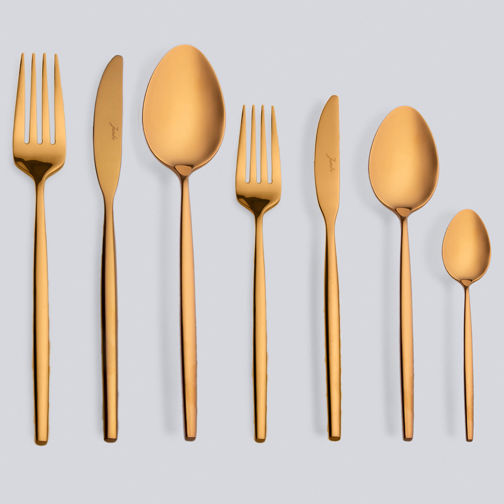 Jumbo 5900 Infinity Titanyum Bronz 12 Kişilik 84 Parça Çatal Kaşık Bıçak Takımı