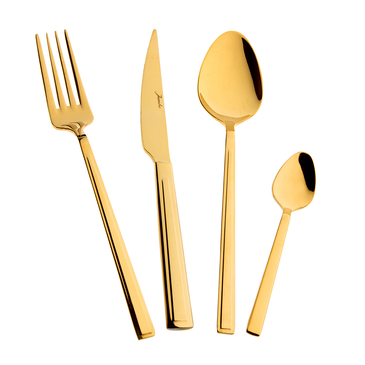 Jumbo Athena Titanyum Gold 6 Kişilik 24 Parça Tatlı Çatal Kaşık Bıçak Takımı