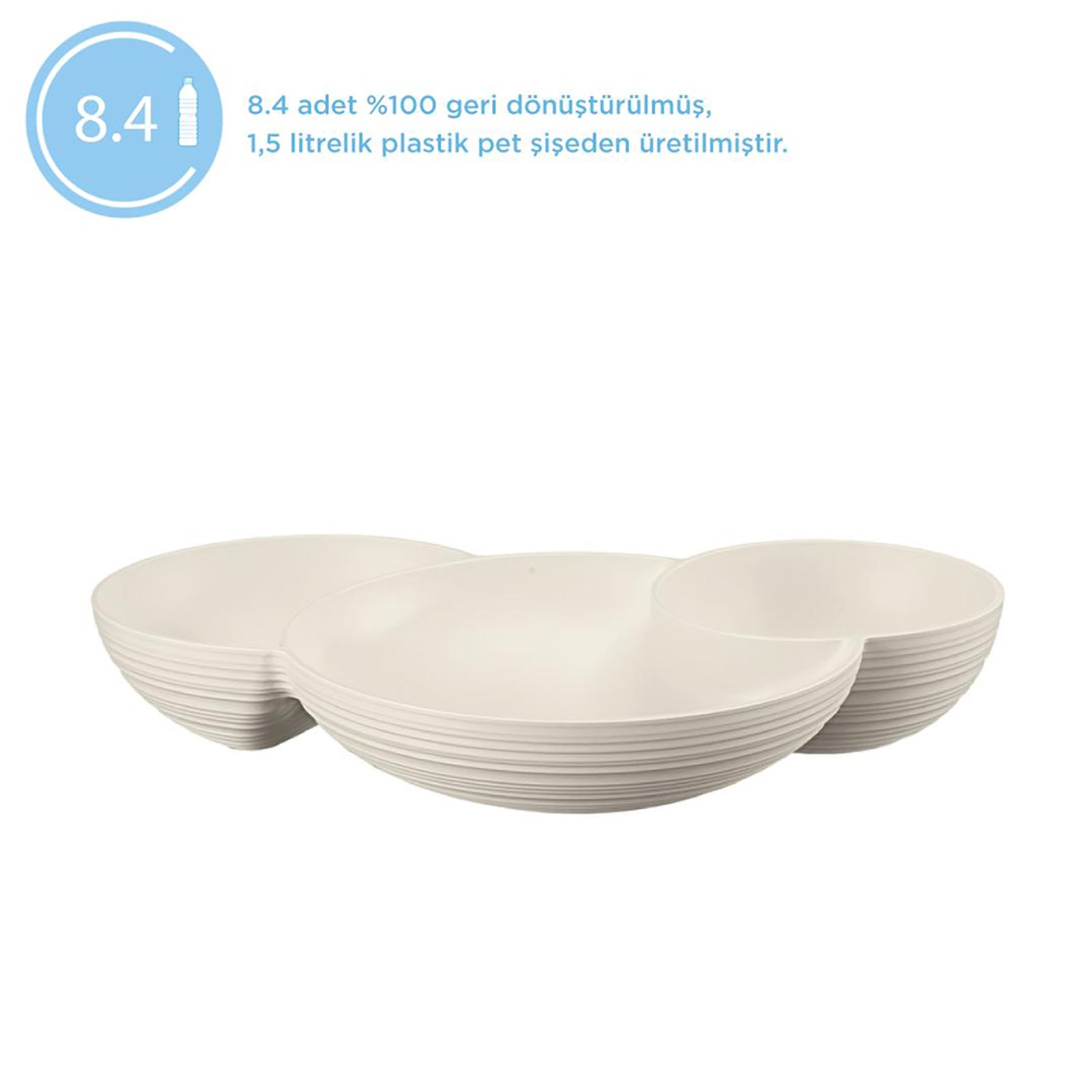 Guzzini Tierra 3Lü Çerezlik Süt Beyaz | Jumbo