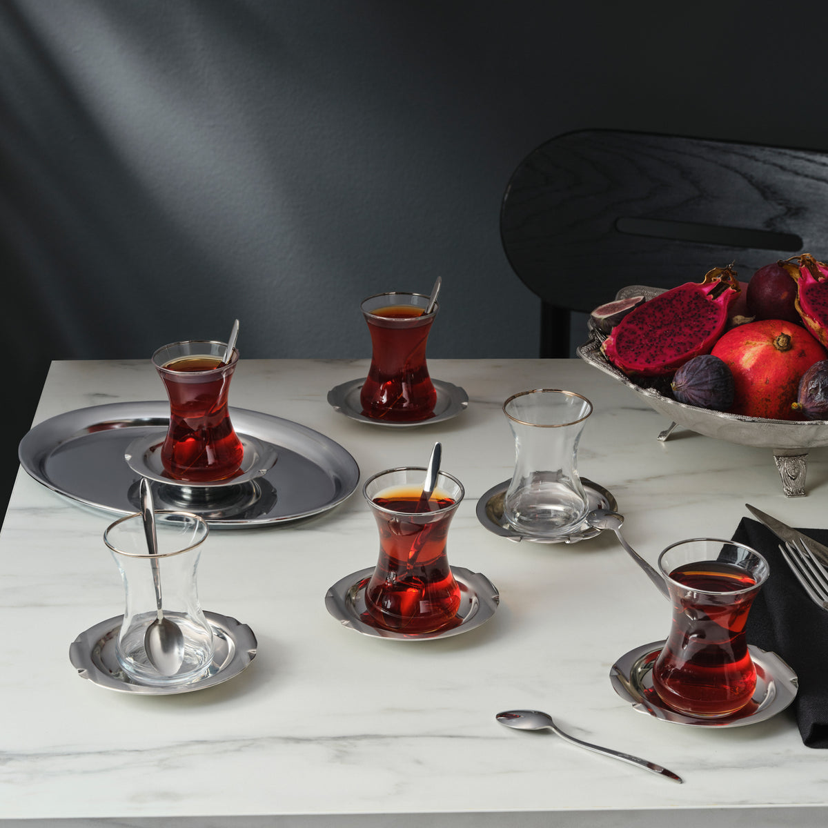 Jumbo Mars 18 Parça Çelik Çay Seti