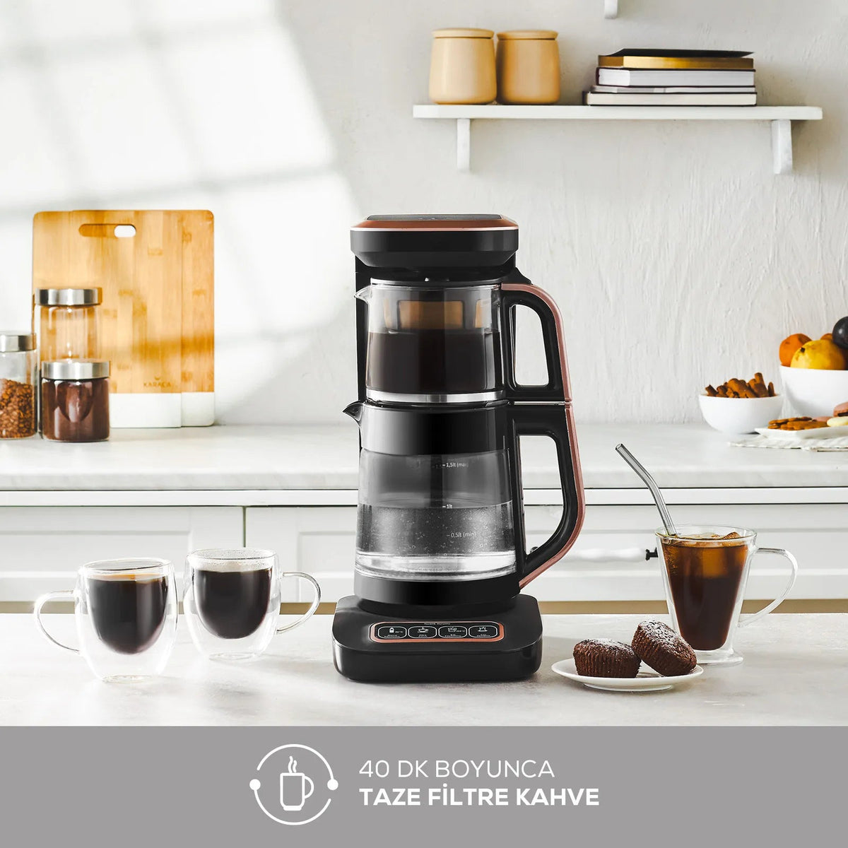 Karaca Çaysever Robotea Pro Çay Makinesi Rosegold & 2 Adet Mug