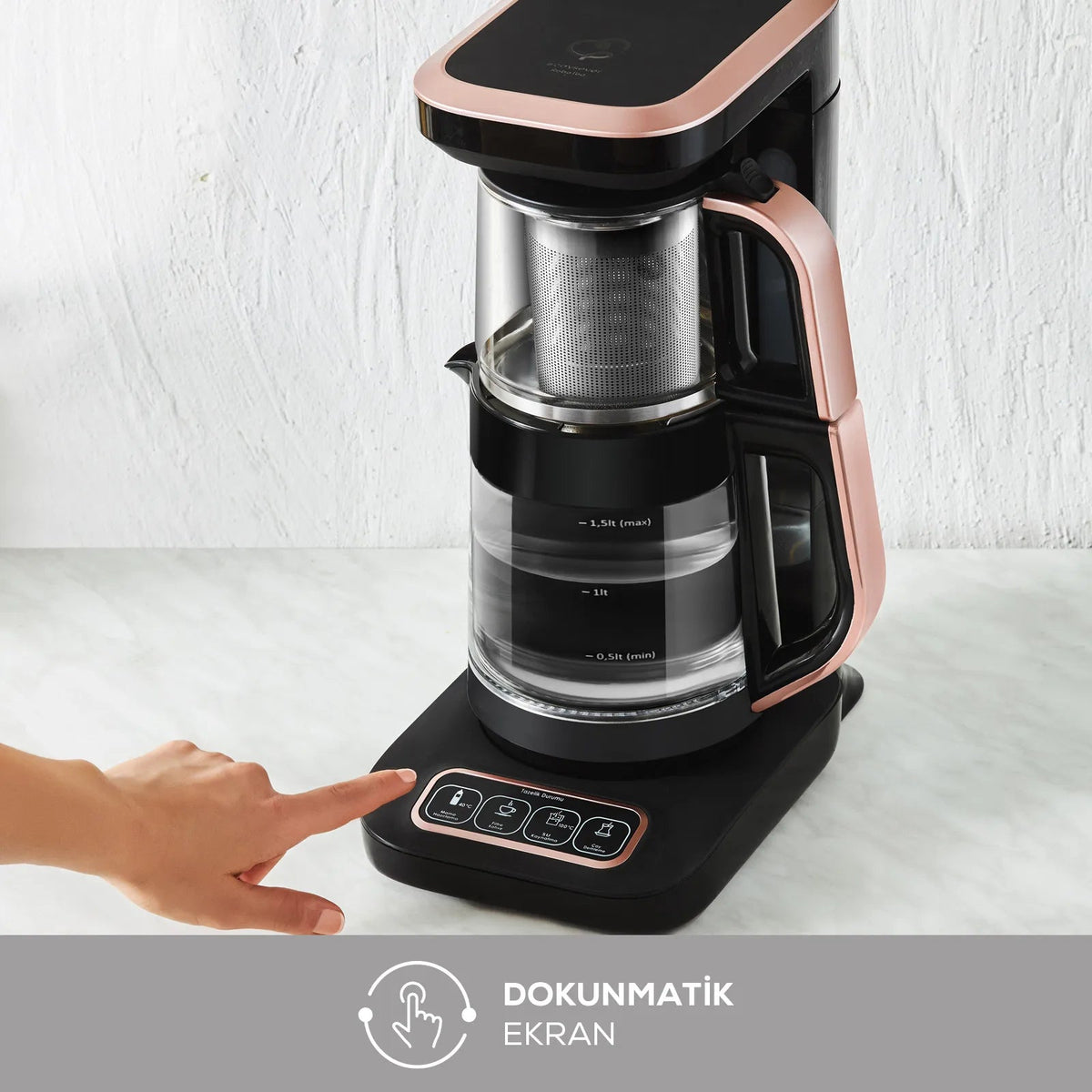 Karaca Çaysever Robotea Pro Çay Makinesi Rosegold & 2 Adet Mug