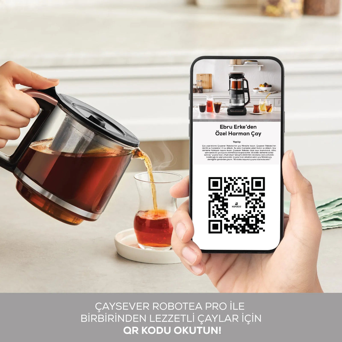 Karaca Çaysever Robotea Pro Çay Makinesi Rosegold & 2 Adet Mug