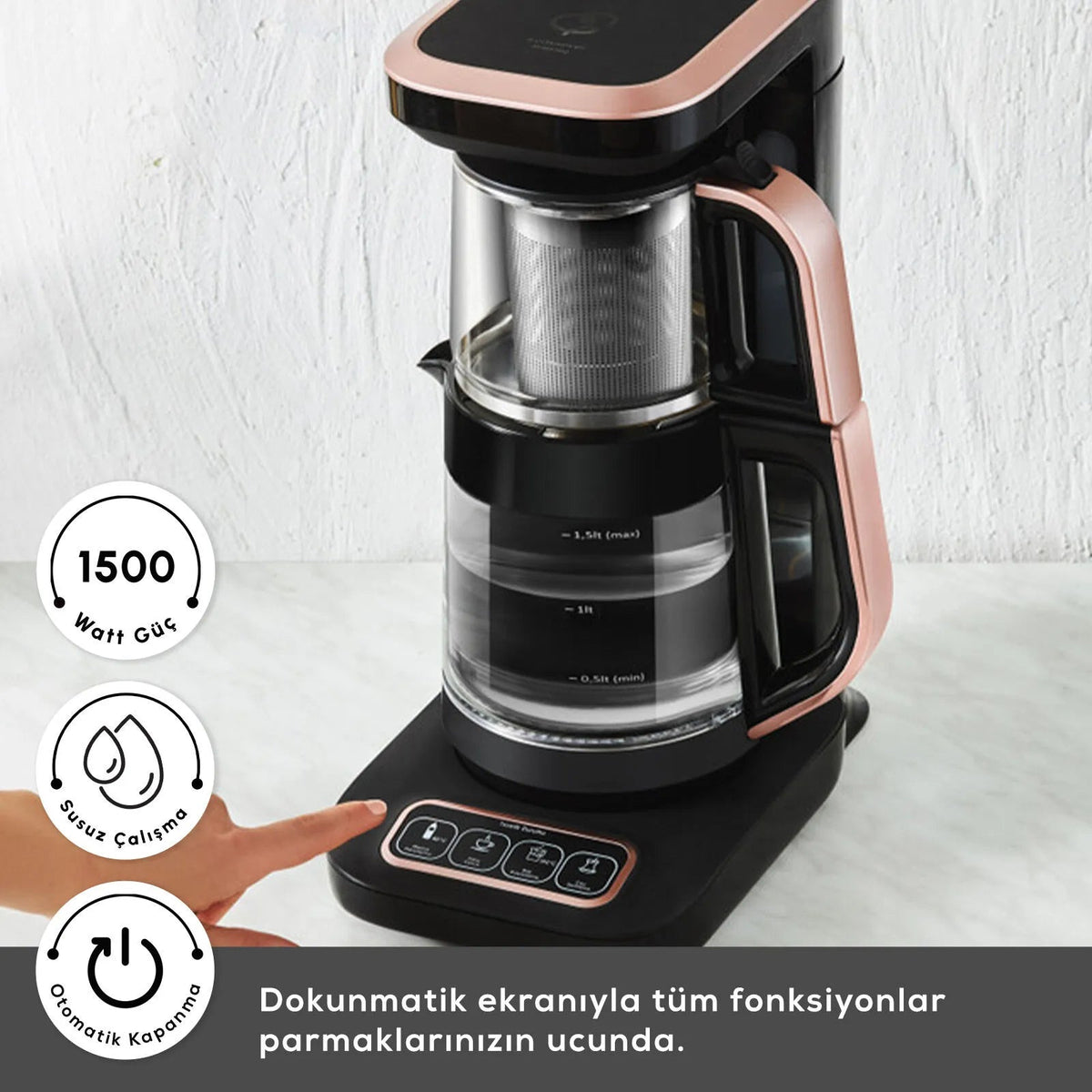 Karaca Çaysever Robotea Pro Çay Makinesi Rosegold & 2 Adet Mug
