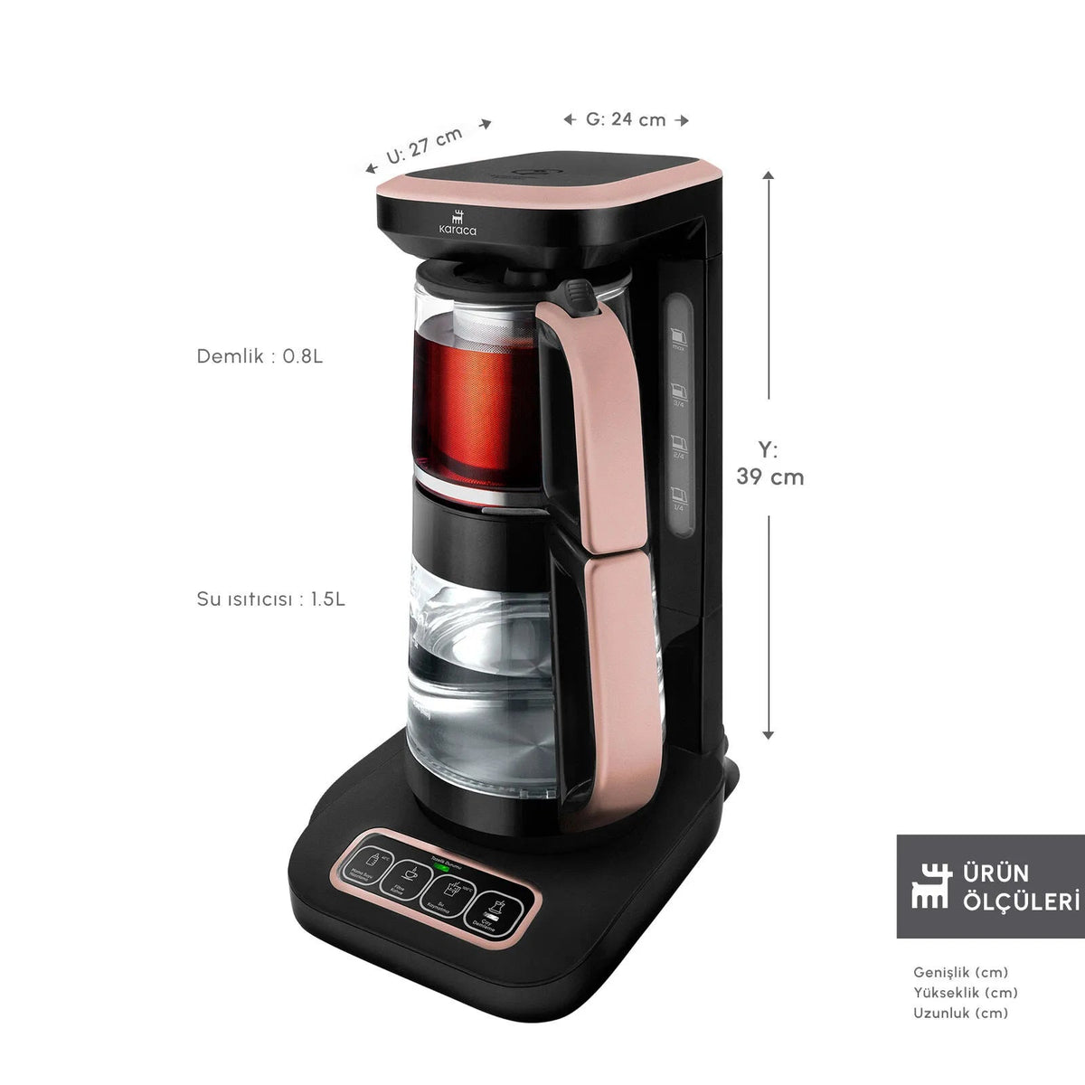 Karaca Çaysever Robotea Pro Çay Makinesi Rosegold & 2 Adet Mug