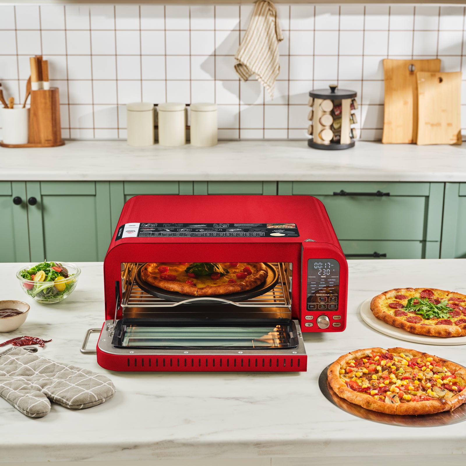Karaca Multicrust Artisan Retro Pizza Makinesi ve Airfryer