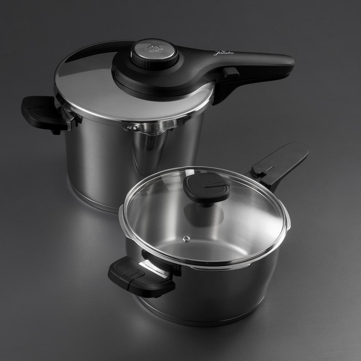 Jumbo Prime Master İndüksiyon Tabanlı Çelik Düdüklü Tencere Seti  4+6 Litre